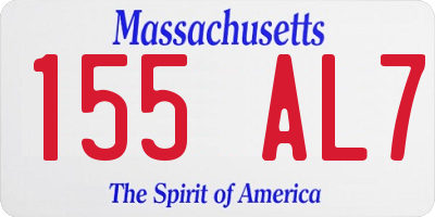 MA license plate 155AL7