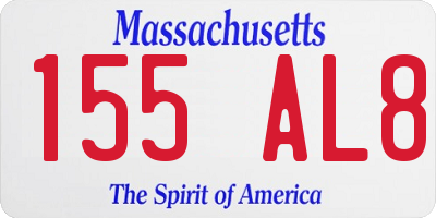 MA license plate 155AL8