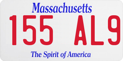 MA license plate 155AL9