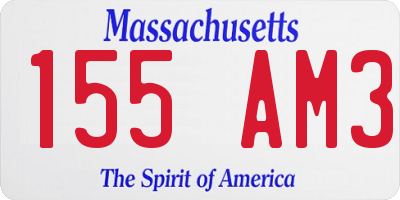 MA license plate 155AM3