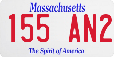 MA license plate 155AN2
