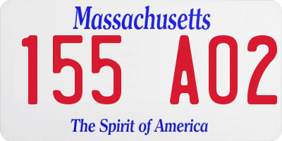 MA license plate 155AO2