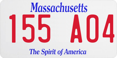 MA license plate 155AO4