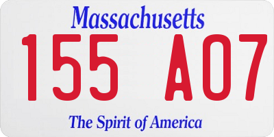 MA license plate 155AO7