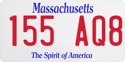 MA license plate 155AQ8