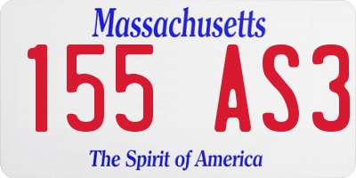 MA license plate 155AS3