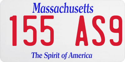 MA license plate 155AS9
