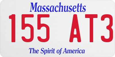 MA license plate 155AT3