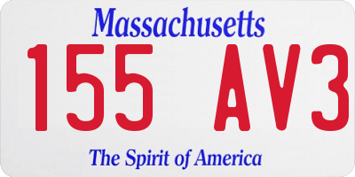 MA license plate 155AV3