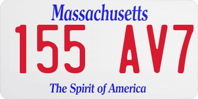 MA license plate 155AV7