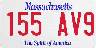 MA license plate 155AV9