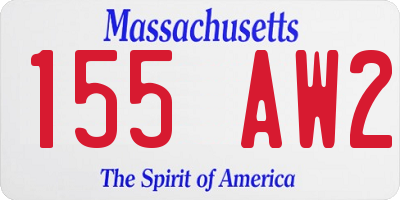 MA license plate 155AW2