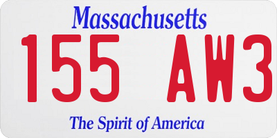 MA license plate 155AW3