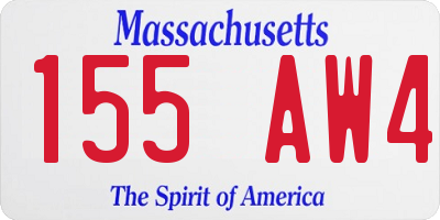 MA license plate 155AW4