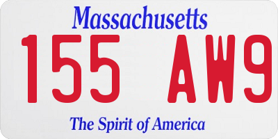 MA license plate 155AW9