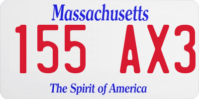 MA license plate 155AX3