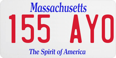 MA license plate 155AY0