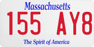 MA license plate 155AY8