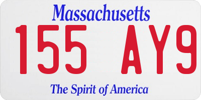 MA license plate 155AY9