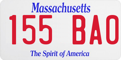 MA license plate 155BA0