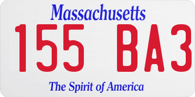 MA license plate 155BA3