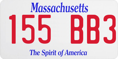 MA license plate 155BB3
