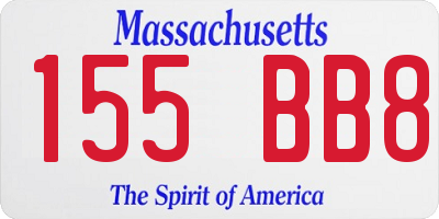 MA license plate 155BB8