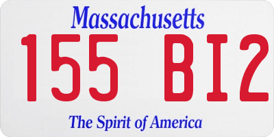 MA license plate 155BI2