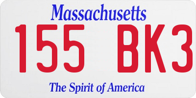 MA license plate 155BK3