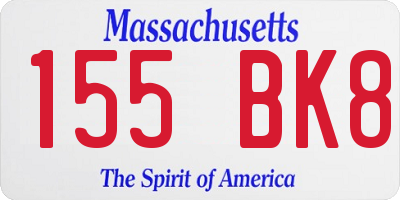 MA license plate 155BK8