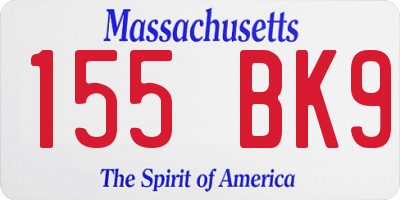 MA license plate 155BK9