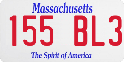 MA license plate 155BL3