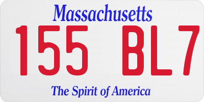 MA license plate 155BL7