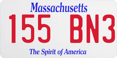 MA license plate 155BN3