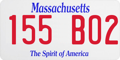 MA license plate 155BO2