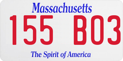 MA license plate 155BO3