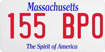 MA license plate 155BP0
