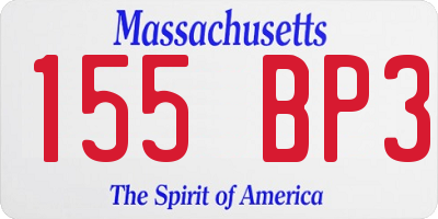MA license plate 155BP3