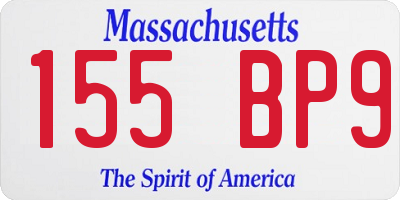 MA license plate 155BP9