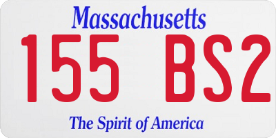 MA license plate 155BS2