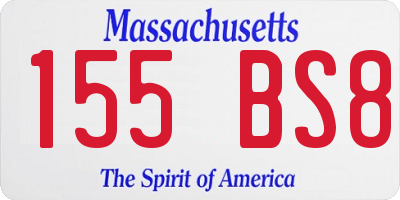 MA license plate 155BS8