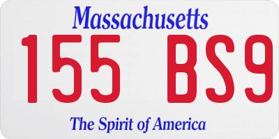 MA license plate 155BS9