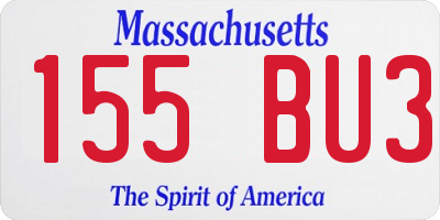 MA license plate 155BU3