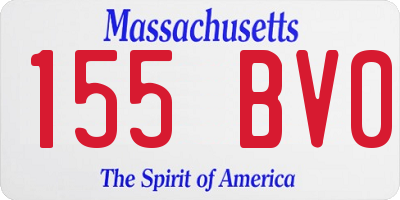 MA license plate 155BV0