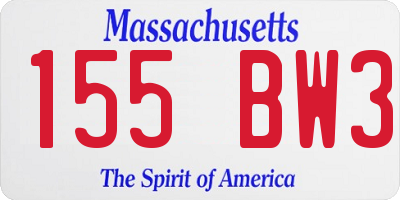 MA license plate 155BW3