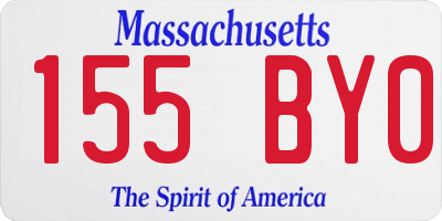 MA license plate 155BY0