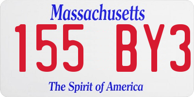 MA license plate 155BY3