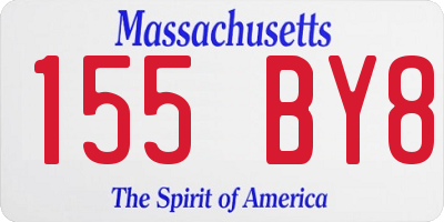 MA license plate 155BY8