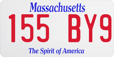 MA license plate 155BY9