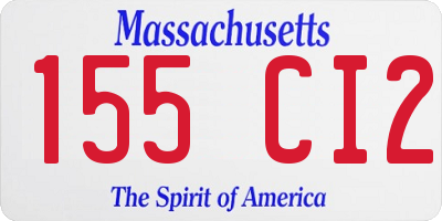 MA license plate 155CI2